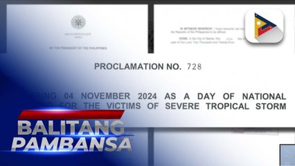 Nov. 4, idineklara bilang Day of National Mourning