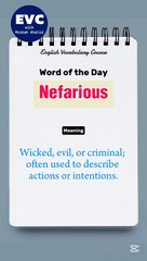 "Nefarious" Meaning in English| English Vocabulary Course