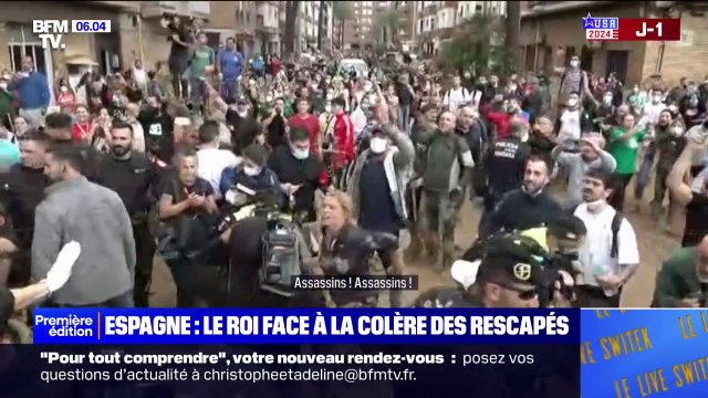 Assassins! Assassins! : le roi d'Espagne face à la colère des sinistrés, après les inondations