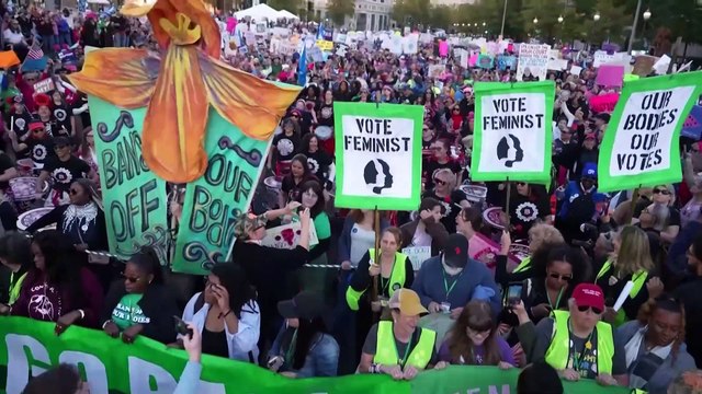 Thousands rally for women's rights ahead of US presidential election