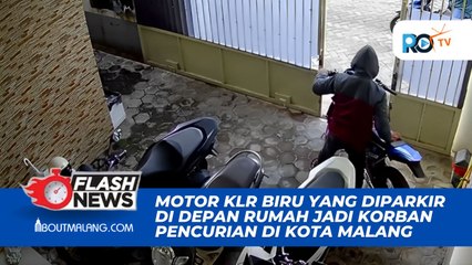 VIRAL! MOTOR KLR BIRU DIPARKIR DI DEPAN RUMAH DICURI SESEORANG DAN BERHASIL TEREKAM KAMERA CCTV DI KOTA MALANG