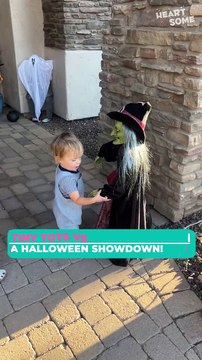 Adorable Toddler Declares War on Halloween Witch!