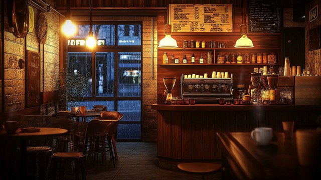 Rainy Jazz Cafe - Slow Jazz Music in vintage 4k Coffee Shop Ambience for Work, Study and Relaxation