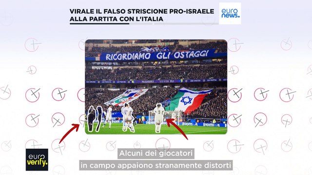 Diventa virale la falsa immagine dello striscione pro-Israele alla partita di calcio con l'Italia