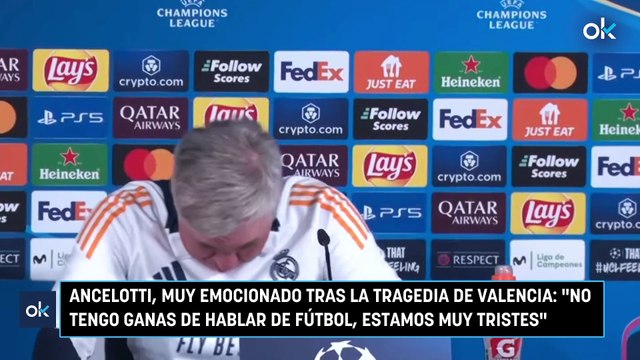 Ancelotti, muy emocionado tras la tragedia de Valencia No tengo ganas de hablar de fútbol, estamos muy tristes