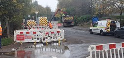 Aftermath of flooding on Leabrook Road in Wednesbury