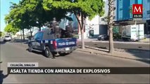 Sujeto asalta tienda con amenaza de explosivos en plaza comercial al sur de Culiacán