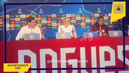 #LDCUEFA  : #LOSC ⚪JUVENTUS ⚪⚫ : Bafode Diakité  suite à une question #AfricaFootUnited  en conférence de presse par rapport au ballon d’or africain « Personnellement je ne pense pas à ça malgré les performances un club et par rapport à Serh