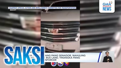 SUV na may plakang pang senador, nahuling dumaan sa EDSA bus lane; tinangka pang banggain ang enforcer | Saksi