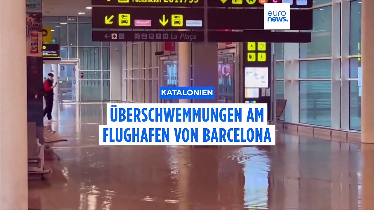 Chaos am Flughafen Barcelona: Terminal und Startbahn überflutet