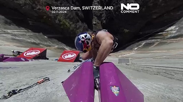 Austrian team sets record at top of Swiss Verzasca dam