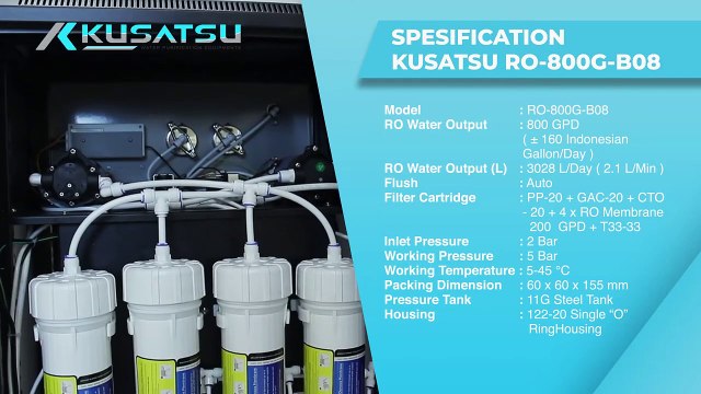 JUAL MESIN PENJERNIH AIR BERGARANSI 1 TAHUN - KUSATSU LUXURY STEEL BOX RO-800G-B08