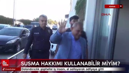 Adana'da dolandırıcılık şüphelisi iş insanı, el sallayarak adliyeye gitti