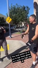 Nate Diaz spars with a fan after he asked for an autograph on his gloves