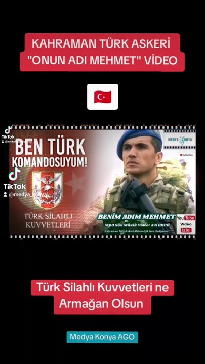 TSK Kahraman Türk Askeri  "ONUN ADI MEHMET" Youtube Müzik Videosu ️ Mp3 Mp4 Full HD 1080 ️MEDYA KONYA PR
