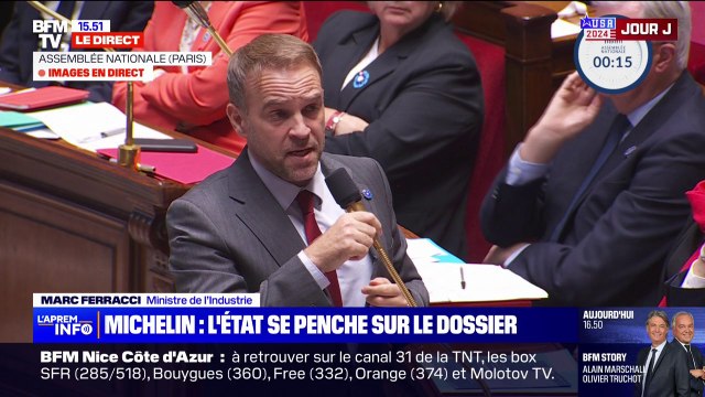 Plan social chez Michelin: Le but que nous poursuivons est de trouver des repreneurs , annonce Marc Ferracci, ministre de l'Industrie devant l'Assemblée nationale