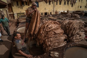 Curtidurías en Fez, Marruecos