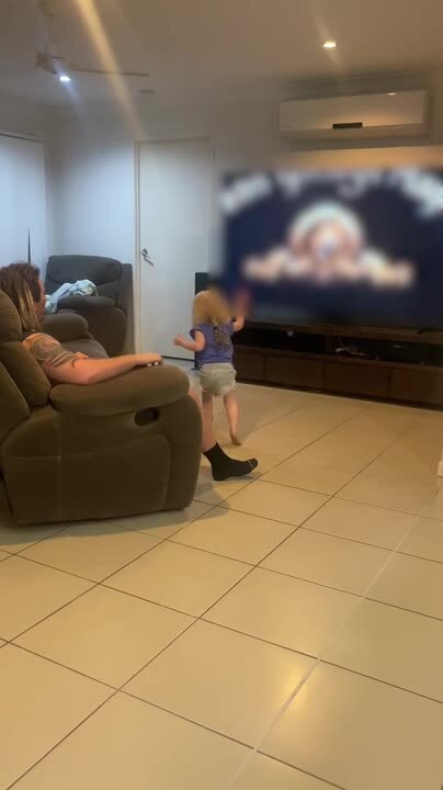 Dad Gets Pranked With Jump Scare as Scary Face Suddenly Pops on TV