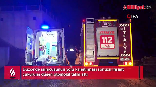Yolu fark etmeyip şantiyeye girince aracıyla takla takla attı: 1 yaralı