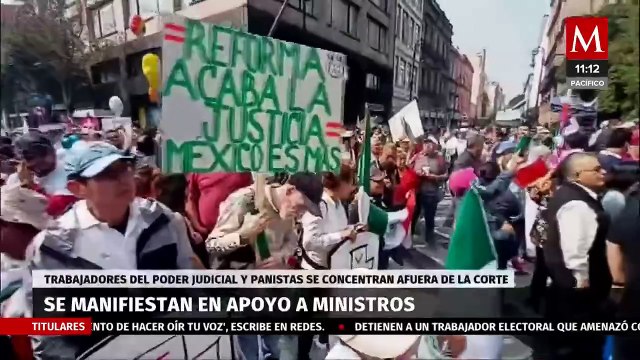 Trabajadores del Poder Judicial y panistas se manifiestan en la Corte apoyando a Alcántara Carrancá