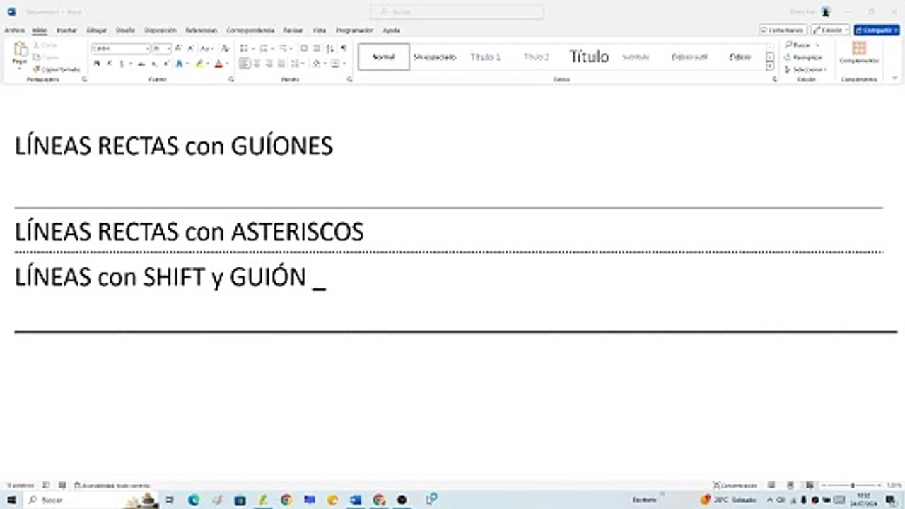 ✍ Como HACER LÍNEAS RECTAS (LÍNEAS HORIZONTALES) en WORD FÁCIL y RÁPIDO