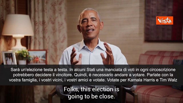 L'appello di Obama per le presidenziali Usa: Sar? testa a testa, andate a votare