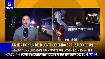 Asalto a unidad de transporte deja un herido y un detenido en San Pedro Sula