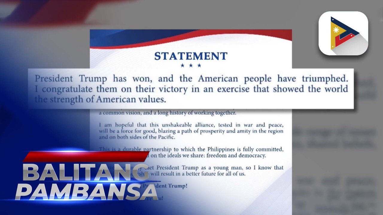 PBBM, umaasang magiging mas matatag ang ugnayan ng Pilipinas at U.S. kasunod ng pagkapanalo ni U.S. President-elect Trump