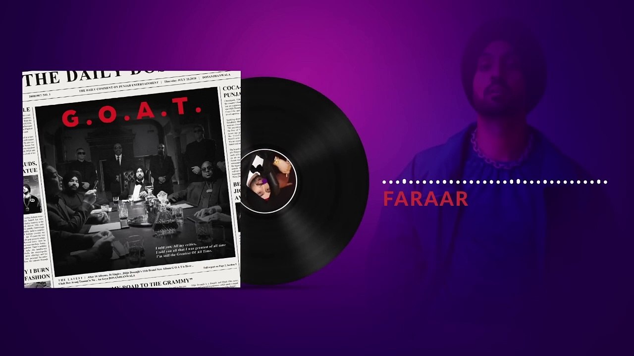 Diljit Dosanjh Faraar  (Audio) G.O.A.T.  Latest Punjabi Song 2020