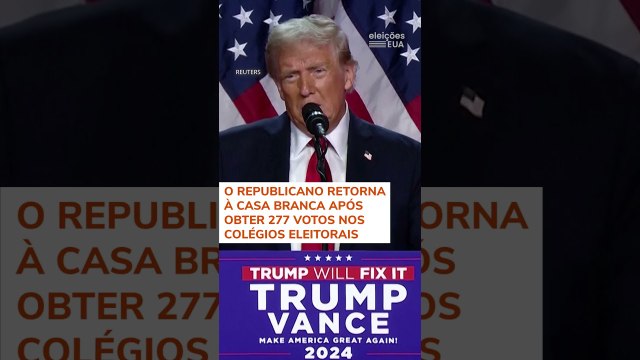Donald Trump supera Kamala Harris e é eleito o 47º presidente dos Estados Unidos #shorts