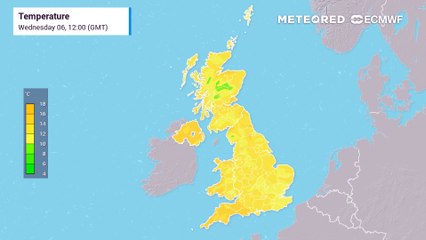 UK weather surface temperature forecast