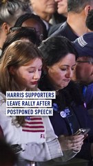 Harris supporters leave rally after postponed speech
