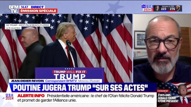 Victoire de Donald Trump: Vladimir Poutine jugera le président élu sur ses actes , annonce le Kremlin