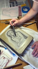 Artist is creating prints with stone lithography at home!