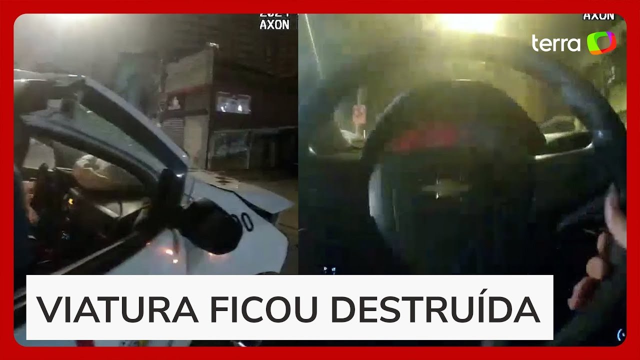 PMs resolvem ‘apostar um racha’ com viatura e batem em carros estacionados em SP: ‘Arrebentamos’