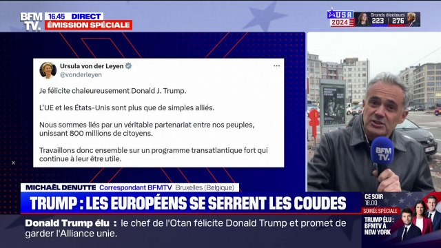 Donald Trump réélu à la Maison Blanche: Ursula Von der Leyen rappelle que l'Union européenne et les États-Unis sont plus que de simples alliés