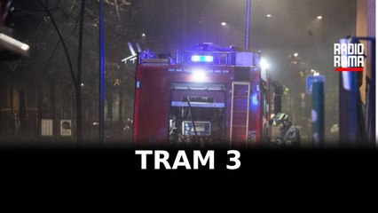Tram 3, incendio sul tetto