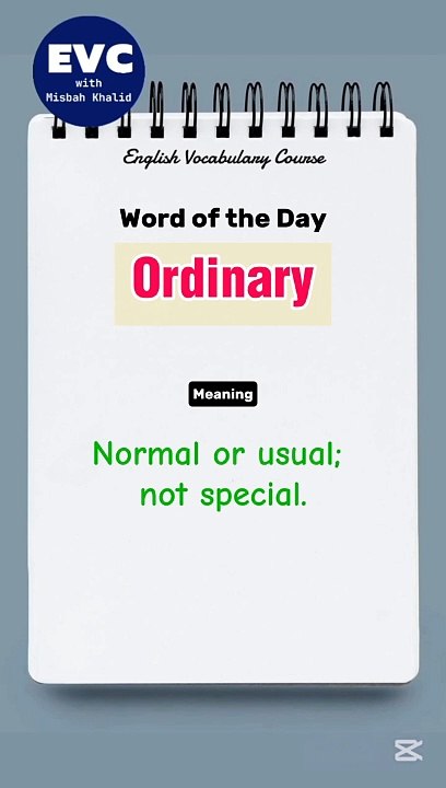 "Ordinary" Meaning in English| English Vocabulary Course