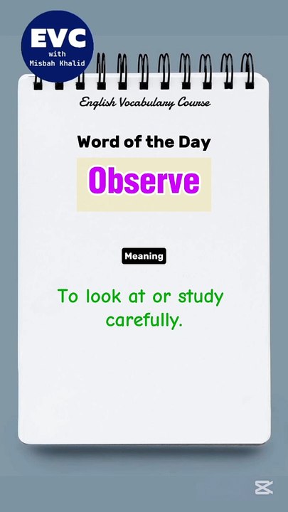 "Observe" Meaning in English| English Vocabulary Course