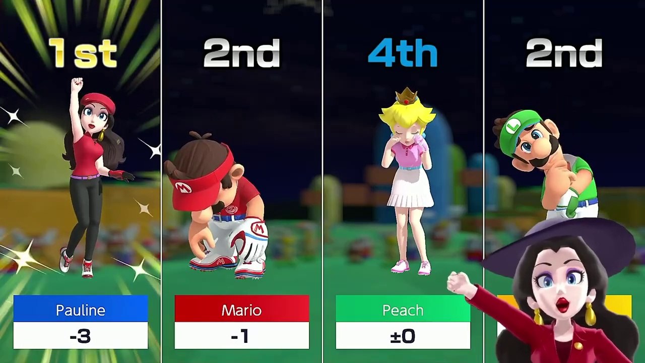 Mario Golf Super Rush Pauline vs Mario vs Peach vs Luigi in All Star Summit