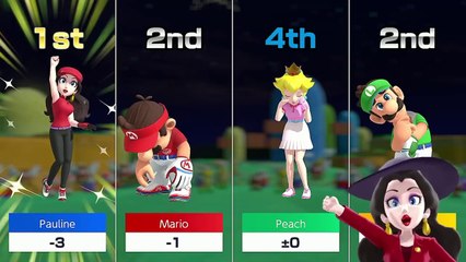 Mario Golf Super Rush Pauline vs Mario vs Peach vs Luigi in All Star Summit