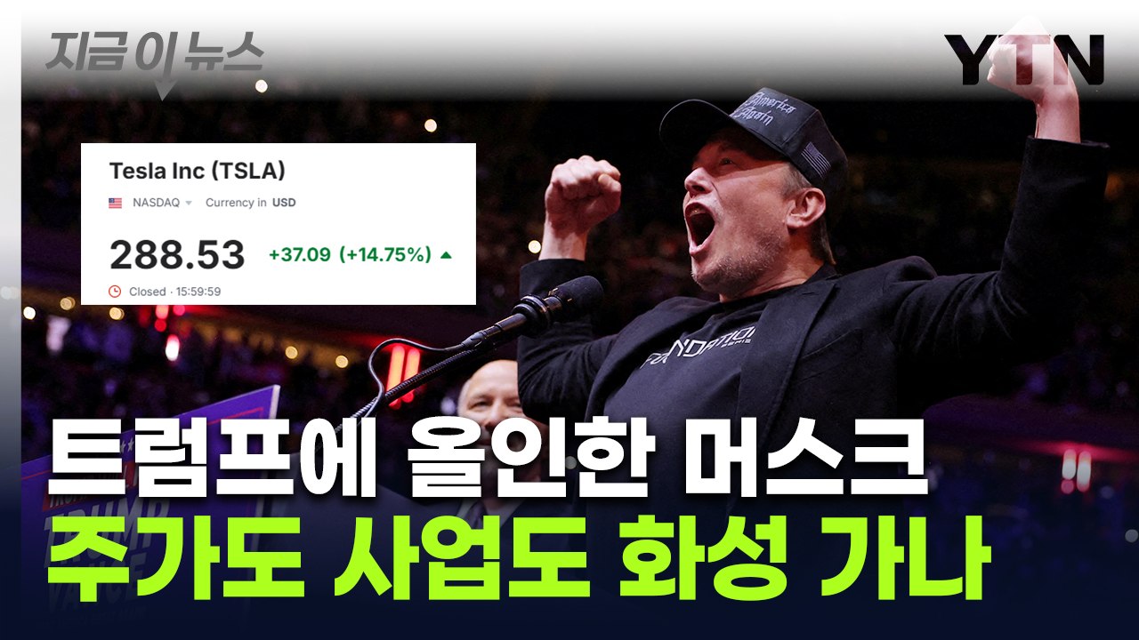 트럼프 "머스크는 슈퍼 천재"...'위험한 베팅' 성공에 테슬라 주가 훨훨 [지금이뉴스] / YTN