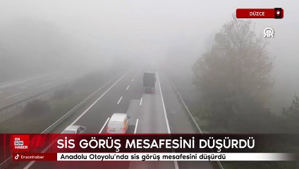 Düzce Anadolu Otoyolu'nda sis görüş mesafesini düşürdü
