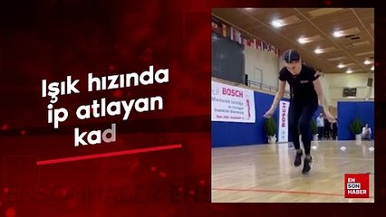 Işık hızında ip atlayan kadın