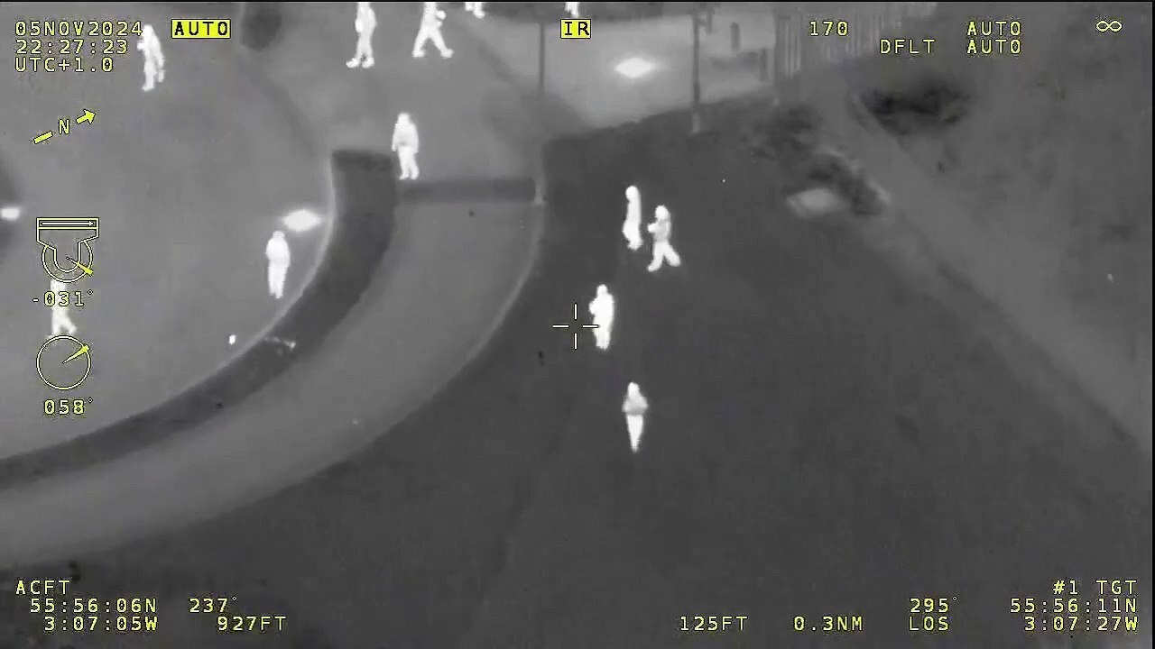 Watch: Police Scotland helicopter footage captures unrest on bonfire night
