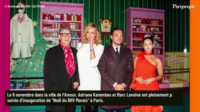 Adriana Karembeu et Marc Lavoine posent ensemble au coeur de Paris : Robe courte et cuissardes, foulard en soie... les amoureux très stylés