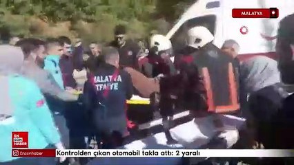 Malatya'da kontrolden çıkan otomobil takla attı