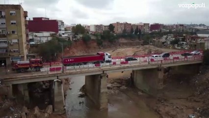 La UME sobrevuela un dron para valorar las infraestructuras dañadas por la DANA