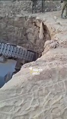 سقوط دبابة إسرائيلية في حفرة كبيرة وانقلابها في غزة