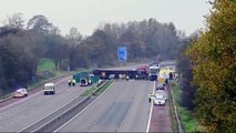 Lorry smashes through M6 central reservation